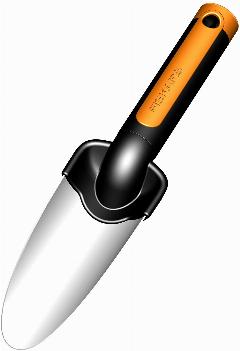 Совок садовый FISKARS Premium 137210 1000727, нержавеющая сталь, черный/оранжевый
