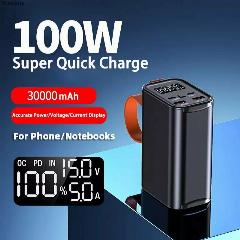 Быстрый зарядный мобильный "Повербанк" питания для ноутбуков (Power bank) ID 11 / Frbby "30000 mAh" высококачественный алюминиевый корпус банка питания "100W", разноцветный