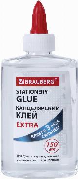 Клей канцелярский жидкий для бумаги, картона Extra Brauberg, 150 мл, с дозатором, 228406 — фото 3