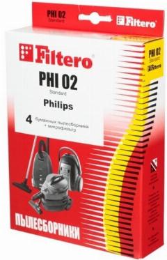 Пылесборник Filtero Standard PHI 02 бумажные (4 шт.) + фильтр, для пылесосов Philips