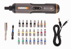 Отвертка аккумуляторная WORX WX240, 4В, 5Нм, 1,5Ач, набор оснастки., черный