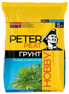 Грунт для пальм и фикусов Peter Peat Hobby, 5 л, торф, Россия, темно-коричневый, средний