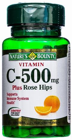 Nature's Bounty Витамин С 500 мг и Шиповник / Vitamin C 500 mg plus Rose Hips Tablets таблетки массой 673 мг 100 шт