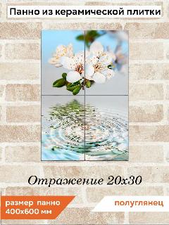 Панно из плитки Fres-co "Отражение 20х30", керамическое, полуглянцевое, декоративное, 40х60 см, голубой