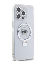 Lagerfeld для iPhone 15 Pro Max чехол PC/TPU + Ring stand NFT Karl Head Hard Transp (MagSafe), бесцветный — фото 4