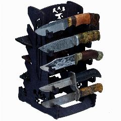Подставка для ножей "Stab Pro". 5 ярусов, слоты для ножен, черная.