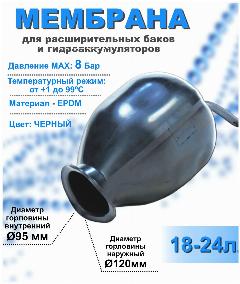 Мембрана для расширительных баков и гидроаккумуляторов РТ 18-24 литра черная