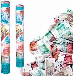 Хлопушка пневматическая Поиск "Рублевый бум" 38см, в металлической тубе (арт. 146571), разноцветный