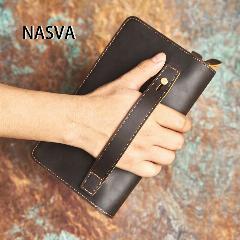 Сумка клатч NASVA, темно-коричневый, 13x4x22 см