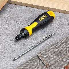 Двухсторонняя отвертка с трещоткой PH2+SL6 Deli DL626011 (Cr-V, регулируемая длина 180-230мм, диаметр хвостовика 6,3мм ), 150х30х30, желтый, черный