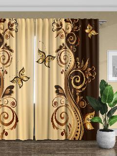 Фотошторы Decorito "Марипоса Бежевый", серия Текстура - 145x260, комплект штор. Шторы на окна. Шторы в гостиную. Занавески.