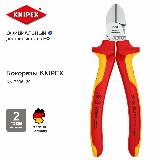 Бокорезы KNIPEX VDE, для мягкой и твердой проволоки, хром, 160 мм, 2-комп диэлектрические ручки KN-7006160, красный/желтый — фото 1