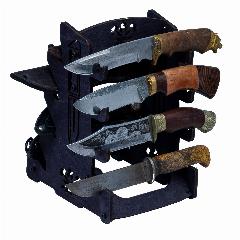Подставка для ножей "Stab Pro". 4 яруса, слоты для ножен, черная.