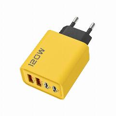 4-портовое зарядное устройство USB C PD Quick Charge 3.0 Type C USB-зарядное устройство для телефона Адаптер для быстрой зарядки для iPhone 15 14 Samsung Xiaomi Huawei, A Yellow EU