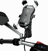 Kewig M11-A2 Держатель для телефона на велосипед, мотоцикл, скутер, самокат с беспроводной зарядкой Qi 15W / USB Type C — фото 1