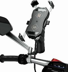 Kewig M11-A2 Держатель для телефона на велосипед, мотоцикл, скутер, самокат с беспроводной зарядкой Qi 15W / USB Type C