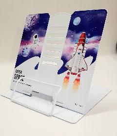 Подставка для книг металлическая Космос Outer Space, белый/фиолетовый, 220x210x190 мм