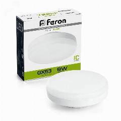 Лампа светодиодная LED 9Вт GX53 Белый свет Таблетка Feron, дневной белый
