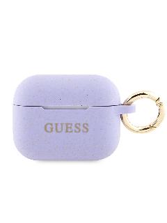 Guess для Airpods Pro 2 чехол Silicone with ring Glitter/Purple