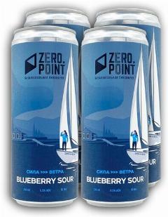 Безалкогольное пиво Zero Point "Сила Ветра" Blueberry Sour (4 шт х 0.33 л.), светлое