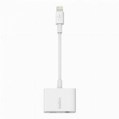 Переходник Belkin Lighting 8-pin папа/мама + Jack3.5 мама (F8J212btWHT) White, белый