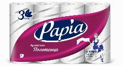 Полотенца бумажные Papia белые 3 слоя, 4 рулона