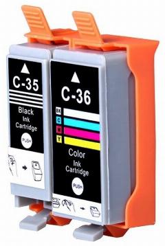 Картриджи для Canon PIXMA iP100, iP110, TR150, Maxify BX110 (совместимые с PGI-35 и CLI-36), комплект из 2 чернильниц, BPI-35/36.2, многоцветный