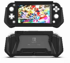 Противоударный чехол кейс c грипами TPU с защитным стеклом для Nintendo Switch Lite, черный