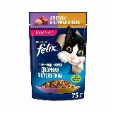 Влажный корм, "Felix Аппетитные кусочки. Двойная вкуснятина", для взрослых кошек и котов, с ягненком и курицей в желе, 75г 12 шт, Крупный, Малый, Средний — фото 2
