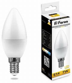 Лампа светодиодная Feron E14 7W 2700K Свеча Матовая LB-97 25475, цвет /, материал /