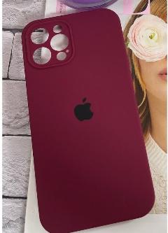 Чехол ЭКОLАЙН для iPhone 12 Pro Max, силикон, микрофибра, противоударный, цвет бордовый