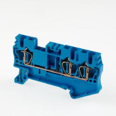 AK2.5-TN-BL трехконтактная клемма 2.5 mm2 проходная безвинтовая Dinkle, цвет синий.