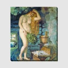 Картина на холсте Русская Венера Кустодиев Борис, 50*58 см, желтый, бежевый, серый, синий
