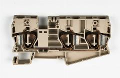 Клемма пружинная DINKLE AK10-TN 1.5~10mm2, на дин рейку, трехконтактная, 57A, цвет бежевый