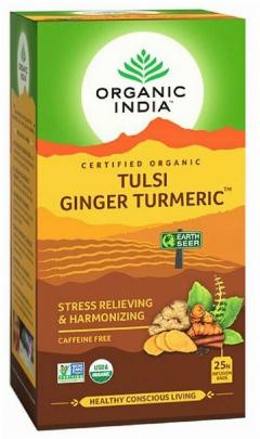 Чай органический из Тулси с Имбирем и Куркумой Organic India, 25 пакетиков