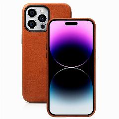 Кожаный чехол iCarer с Magsafe Oil Wax для iPhone 15 Pro Max, retro brown