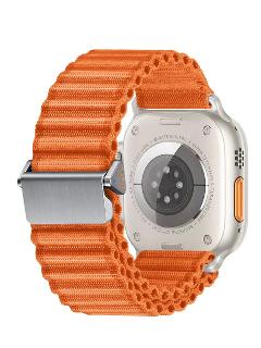 Ремешок для Apple Watch 44-45-49мм, нейлоновый, с металлической застежкой, оранжевый