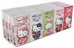 Бумажные платочки "Hello Kitty" с рисунком, 4 слоя, 20 пачек х 9 листов, 21х21 см, 21 х 21