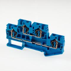 AKK4-BL двухуровневая клемма 4.0 mm2 проходная безвинтовая Dinkle, цвет синий.