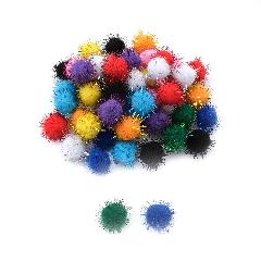 Помпоны для творчества с блестками Astra&Craft, 25 мм, 10 цветов, 50 шт, ассорти
