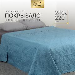 Покрывало на кровать, евро, 240х220 см, 100% полиэстер, бирюзовое, Silvano, Ультрасоник Геометрия