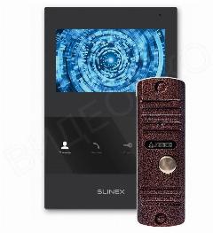 Видеодомофон Slinex SQ-04 (черный) комплект с антивандальной вызывной панелью для квартиры или дома, коричневый