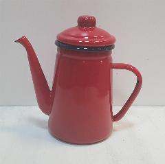 Чайник заварочный/кофейник, эмалированный, металл, 1,1 л, красный с темно-синим, красный, темно-синий