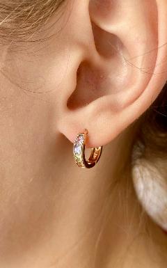 Серьги конго XUPING JEWELRY, фианит, сиреневый в золоте, 10 мм