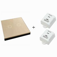 Сенсорный беспроводной выключатель с контроллером eMylo 10A-02SG-RF Gold KIT, золото
