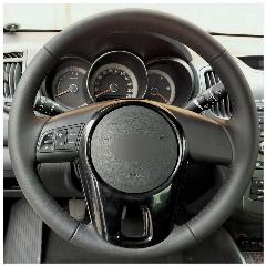 Накладка из натуральной кожи "Кожа рулит" на руль Kia Cerato II (TD) (2009-2013), Kia Soul I (AM) (2008-2014), Kia Picanto I (2007-2011), черная, для замены штатной накладки