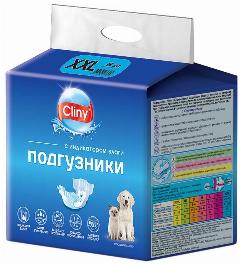 Подгузники Cliny, для собак, размер XXL, 25-40кг, 6шт, белые