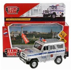 Модель HUNTER-P-SL UAZ HUNTER Полиция Технопарк в кор, серебристый, 7x12x13 см