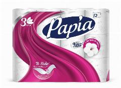 Papia Бумага туалетная Белая, 3 слоя, 12 рулонов