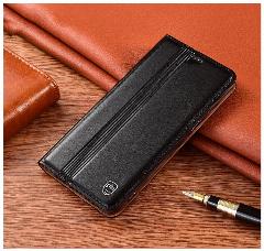 Чехол-книжка MyPads для Xiaomi 12, Xiaomi 12X из натуральной мраморной кожи буйвола прошитый прострочкой черный